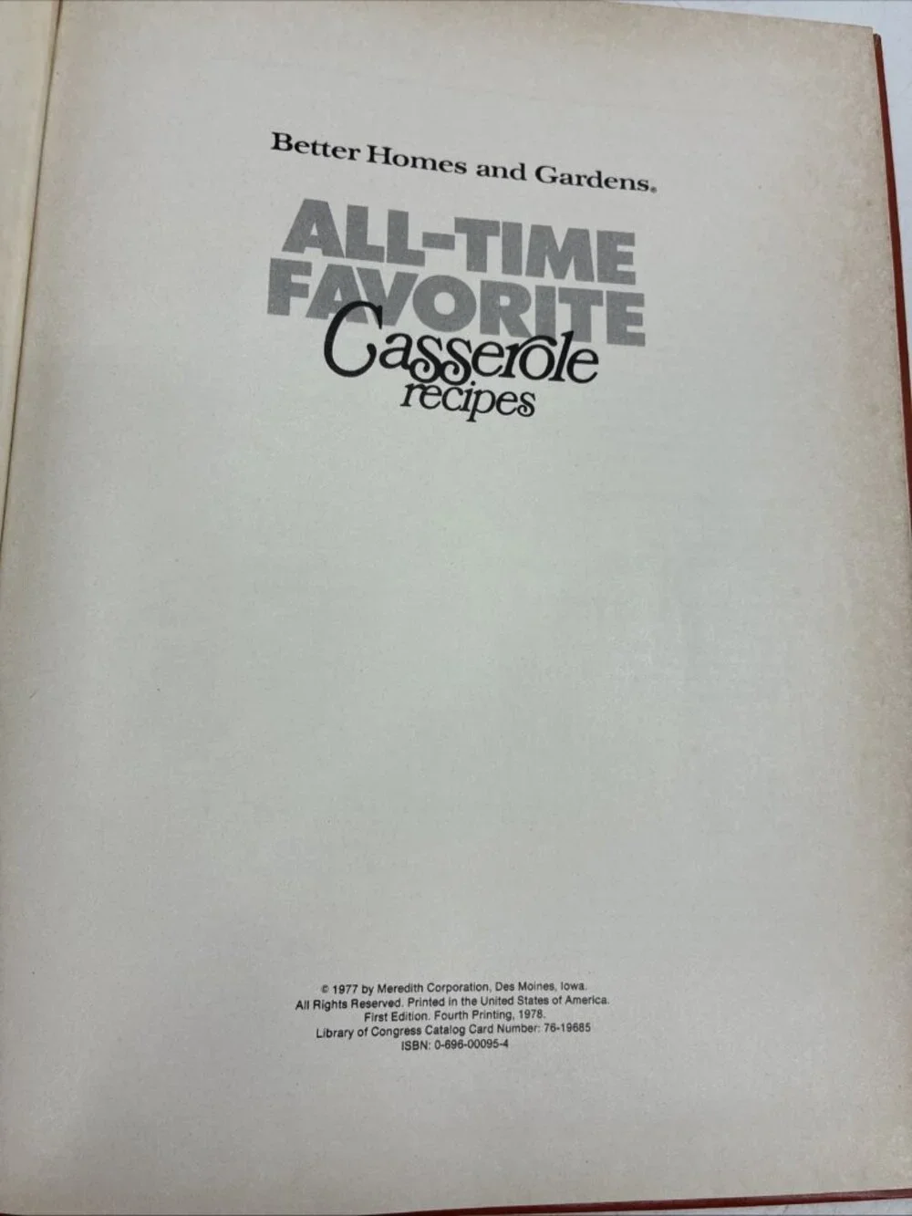 Better Homes & Gardens All-Time Favorite Casserole Recipes Cookbook 1977 Vintage